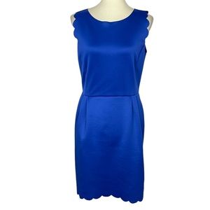 Carolina Belle Dress Womens 8 Blue Scallop Edge Sleeveless Stretch Montreal‎